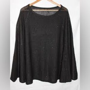 Donna Karan DKNY black twinkling sequins knit poncho crewneck Size M / L